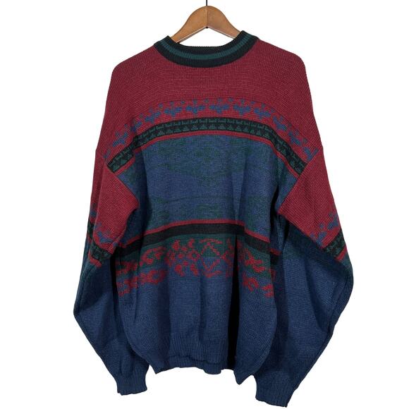 Vintage 90s Anchor Blue Dad Sweater Long Sleeve Crewneck - XL - Picture 3 of 5